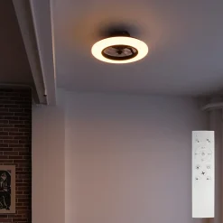 Ventilateur de plafond avec éclairage GoodHome Hewish coloris noir et blanc pour pièce de 15 m² Ø.58 cm