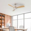 Ventilateur de Plafond avec Lumière 3 Pales 56W 6 Vitesses Alaska Bois Naturel Dayron