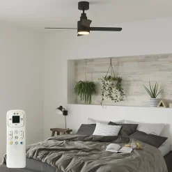 Ventilateur de plafond avec éclairage GoodHome Burbank coloris noir pour pièce de 15 m² Ø.106 cm