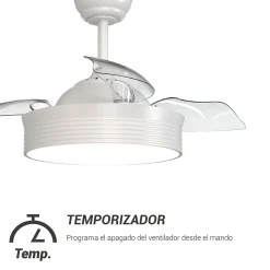 Ventilateur de plafond avec pales rétractables et lumière LED
