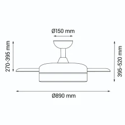Ventilateur de plafond avec pales rétractables et lumière LED