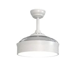 Ventilateur de plafond avec pales rétractables et lumière LED