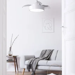 Ventilateur de plafond avec pales rétractables et lumière LED