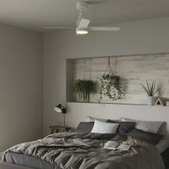 Ventilateur de plafond avec éclairage GoodHome Burbank coloris blanc pour pièce de 15 m² Ø.106 cm