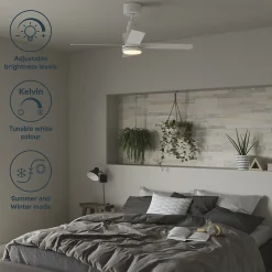 Ventilateur de plafond avec éclairage GoodHome Burbank coloris blanc pour pièce de 15 m² Ø.106 cm