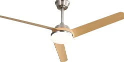 Ventilateur de plafond avec lumière LED 22W, 3 pales ABS, télécommande, nickel brossé 132x132x36,5cm