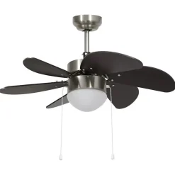 Ventilateur de plafond avec lampe - VIDAXL - 76 cm - 3 vitesses - Marron foncé