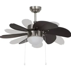 Ventilateur de plafond avec lampe - VIDAXL - 76 cm - 3 vitesses - Marron foncé