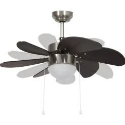 Ventilateur de plafond avec lampe - VIDAXL - 76 cm - 3 vitesses - Marron foncé