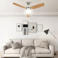Ventilateur de plafond avec lampe et télécommande - VIDAXL - 108cm - Marron - LED