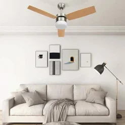Ventilateur de plafond avec lampe et télécommande - VIDAXL - 108cm - Marron - LED