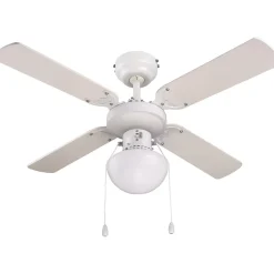 Ventilateur de plafond avec éclairage coloris blanc pour pièce de 8 m² Ø.90 cm