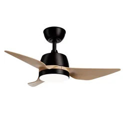 Ventilateur de plafond avec lumière LED marron et noir