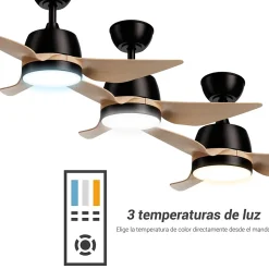 Ventilateur de plafond avec lumière LED marron et noir