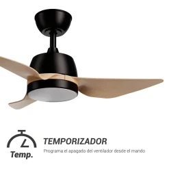 Ventilateur de plafond avec lumière LED marron et noir