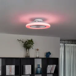 Ventilateur de plafond blanc 48,5 cm avec LED RGB à intensité variable et télécommande - Clemo