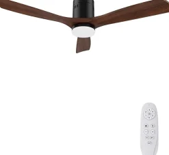 Ventilateur de Plafond en Bois avec Lumière LED 24W + Moteur DC Silencieux 38W