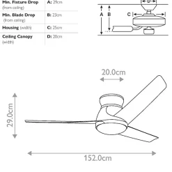 Ventilateur de Plafond Eris 152cm - Nickel brossé