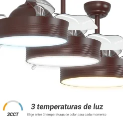 Ventilateur de plafond escamotable à lumière brun foncé