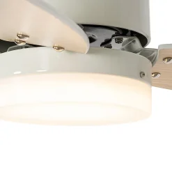 Ventilateur de plafond extérieur blanc avec impression bois 91,3cm avec LED à intensité variable avec télécommande IP44 - Toledo