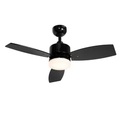 Ventilateur de plafond extérieur noir 91,3cm avec LED à intensité variable avec télécommande IP44 - Toledo