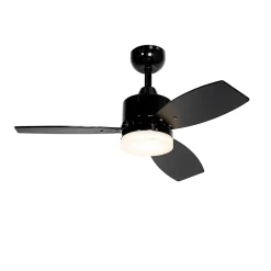 Ventilateur de plafond extérieur noir 91,3cm avec LED à intensité variable avec télécommande IP44 - Toledo