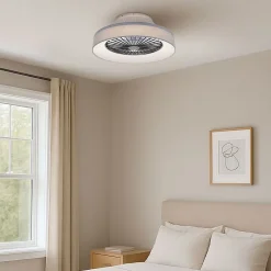 Ventilateur de plafond gris avec effet étoilé 47cm LED incluse dimmable avec télécommande - Emily