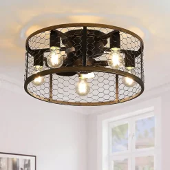 Ventilateur de plafond industriel 50 cm avec lumière, 7 pales en ABS