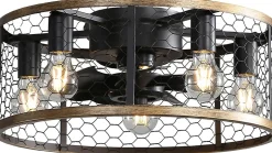 Ventilateur de plafond industriel 50 cm avec lumière, 7 pales en ABS