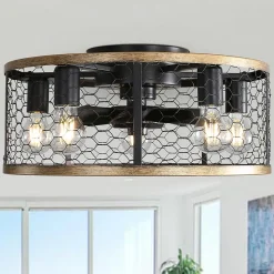 Ventilateur de plafond industriel 50 cm avec lumière, 7 pales en ABS