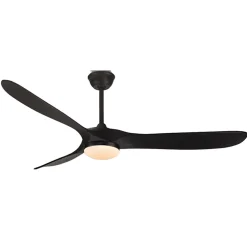 Ventilateur de plafond industriel Noir en bois noir avec lumière et télécommande - 108 cm - EXQUIO