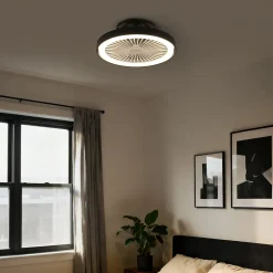 Ventilateur de plafond intelligent noir avec LED et télécommande - Dave