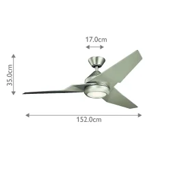 Ventilateur de Plafond Jade 152cm - Nickel brossé