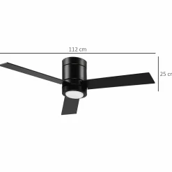 Ventilateur de plafond LED - 3 pales, 3 vitesses, timer - télécommande, kit installation inclus - métal effet bois noir
