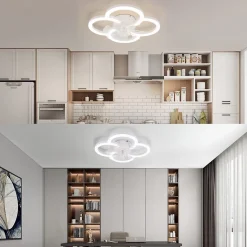 Ventilateur de plafond LED NETTLIFE avec éclairage silencieux et télécommande, plafonnier à intensité variable, blanc