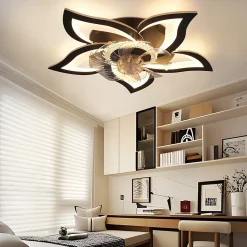 Ventilateur de plafond LED NETTLIFE avec éclairage 48 W Noir Silencieux Télécommande Intensité variable 3 températures de couleur