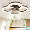 Ventilateur de plafond LED NETTLIFE avec éclairage - 40 W silencieux noir avec télécommande, variateur d'intensité