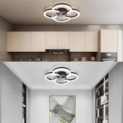 Ventilateur de plafond LED NETTLIFE avec éclairage - 40 W silencieux noir avec télécommande, variateur d'intensité