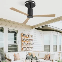 Ventilateur de plafond moderne 132 cm avec lumière LED et télécommande, 3 pales ABS, moteur DC réversible silencieux,