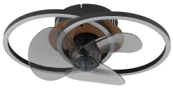 Ventilateur de plafond métal noir mat, LED KAREN