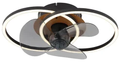 Ventilateur de plafond métal noir mat, LED KAREN