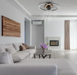 Ventilateur de plafond métal noir mat, LED KAREN