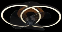 Ventilateur de plafond métal noir mat, LED KAREN