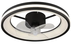 Ventilateur de plafond métal noir mat, LED GATIAN