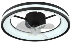 Ventilateur de plafond métal noir mat, LED GATIAN