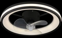 Ventilateur de plafond métal noir mat, LED GATIAN