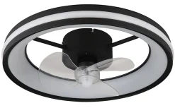 Ventilateur de plafond métal noir mat, LED GATIAN
