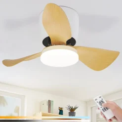Ventilateur de plafond NETTLIFE avec éclairage et télécommande 23 W LED Dimmable Silencieux 70 cm Été/Hiver Minuterie 6 vitesses