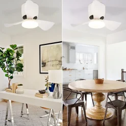 Ventilateur de plafond NETTLIFE avec éclairage, variateur, silencieux, 70 cm, LED, 23 W, blanc, été/hiver, minuterie 6 vitesses