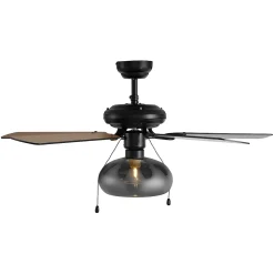 Ventilateur de plafond noir 107,5 cm avec interrupteur à tirette - Mistral Busa